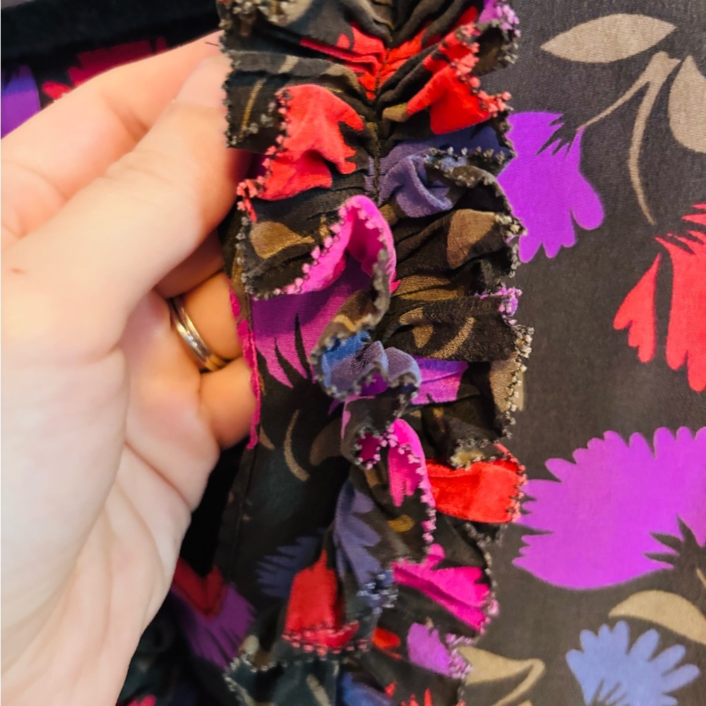 Jcrew silk floral sleeveless tank blouse with ruffle front detail size 12 - Picture 6 of 6